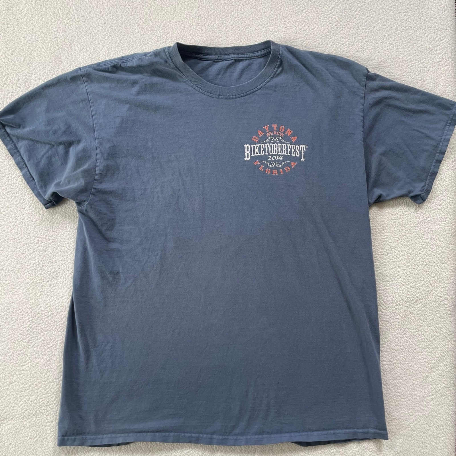 Unbranded Mens Large TShirt Navy Blue Daytona Beach Biketoberfest 2014 Graphic